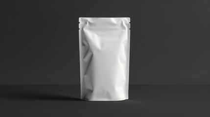 white packaging bag mockup header seal for product placement, dark background, 16:9