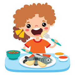 Food Concept With Cartoon Kid
