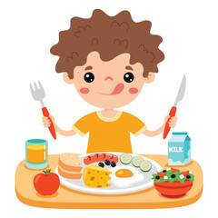 Food Concept With Cartoon Kid