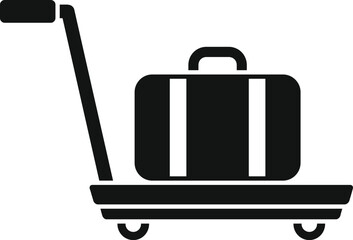 Support move luggage trolley icon simple vector. Security platform. Wheel cart