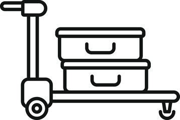 Move luggage trolley icon outline vector. Move weight. Help package