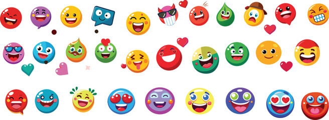 set of colorful emoji vector
