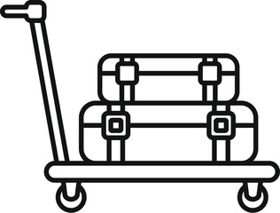 Luggage trolley with travel bags icon outline vector. Delivery security. Metal balance