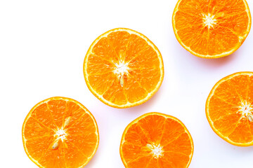 Fresh orange on white background.