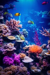 Naklejka na ściany i meble underwater world fish corals Generative AI