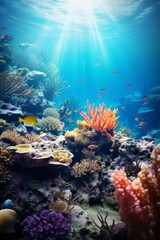 Fototapeta na wymiar underwater world fish corals Generative AI