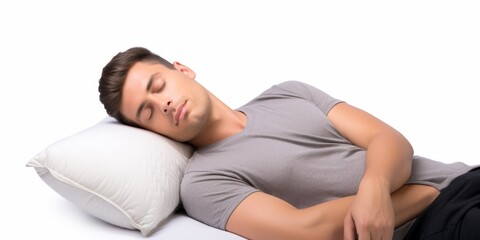 Fototapeta na wymiar man sleeping peacefully in bed Generative AI