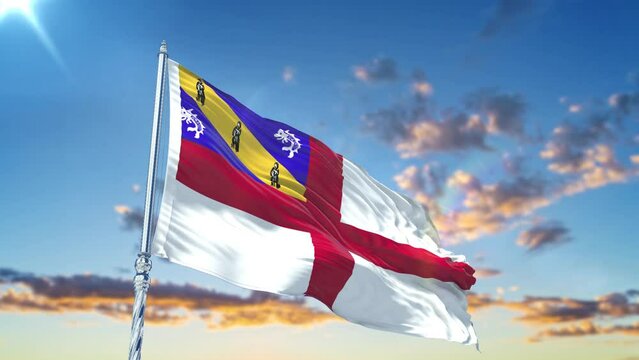 Herm flag Waving Realistic With Sky