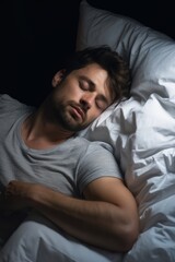 man sleeping peacefully in bed Generative AI