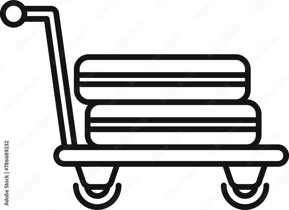 Poster object moving trolley icon outline vector. security airport. support tag move