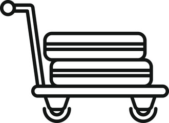 Object moving trolley icon outline vector. Security airport. Support tag move