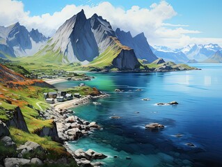 The Lofoten Islands, Norway Mountains and arctic fjords