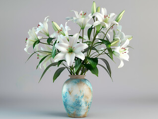 Elegant Lilies in Colorful Vase: Stunning High Definition Floral Arrangement