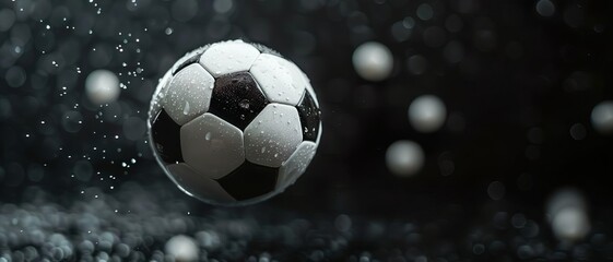 Traditional soccer ball on black background
