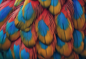 Obraz premium Natural abstract background Natural blue background Macaw feathers pattern Bright colorful feathers
