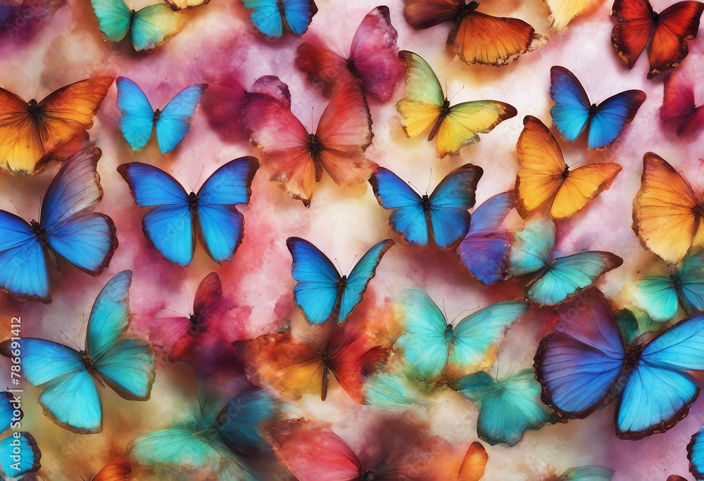 Poster Colors of rainbow Pattern of multicolored morpho butterflies Abstract colorful pattern Multicolored