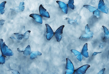 Blue marble texture and blue morpho butterflies abstract natural pattern for design blue abstract ba
