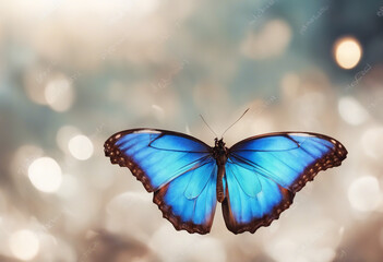Bright colorful morpho butterfly isolated on white bright colorful butterfly in flight