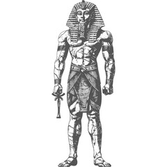 Fototapeta na wymiar Pharaoh Male the egypt Mythical Creature image using Old engraving style