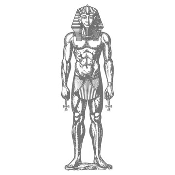 Pharaoh Male the egypt Mythical Creature image using Old engraving style