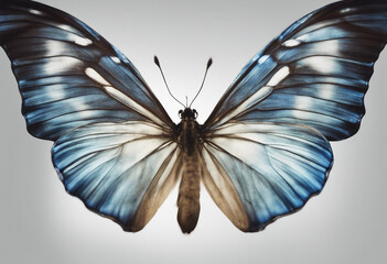 Wings of a butterfly Morpho Morpho butterfly wings isolated on a white background Beautiful blue...