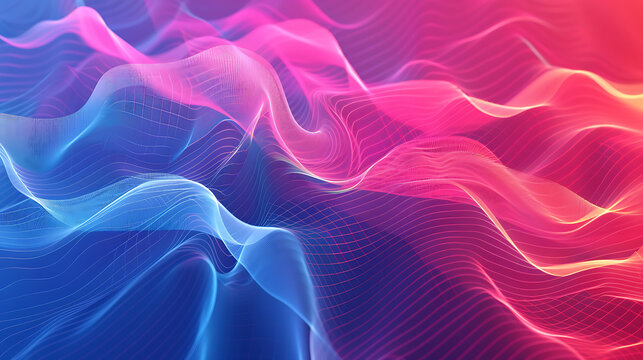 an abstract, wavy design with vibrant colors. The design appears to flow horizontally across the frame, composed of multiple layers of smooth, undulating lines