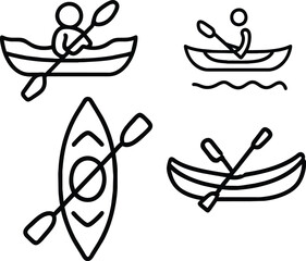 This collection consists of 4 canoe icons representing  this water way of transportation. 