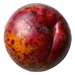 Obraz premium A detailed image of a nectarine, its skin a flawless blend of red and yellow tones, isolated on a Transparent background, PNG Cutout