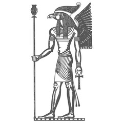 single ancient egypt hieroglyph one symbol image using Old engraving style