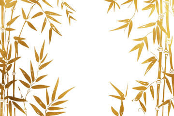 Fototapeta na wymiar PNG Gold Ink bamboo border backgrounds texture plant