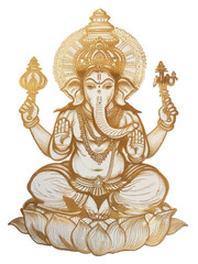 PNG  Gold Ink Ganesha drawing sketch art