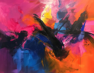 Vibrant Contemporary Abstract Art Collection, Expressive Paintings with Dynamic Textures and Bold Color Contrasts background, oil, gouache paint