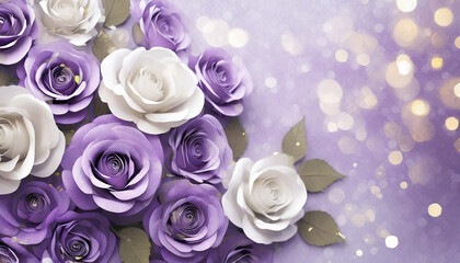3D Purple and White Roses - Enhance Designs with Text