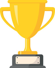 Golden Trophy on Pedestal Against White Background