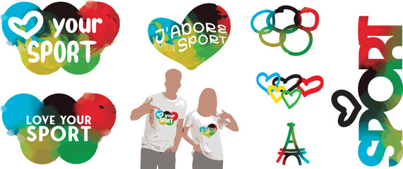 Fototapeta premium Love Your Sport shirt design vector colors games