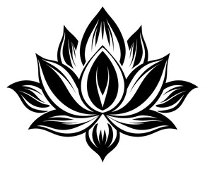 PNG Lotus pattern white black
