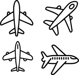 This collection consists of 4 aircraft icons representing various means of this air travel transportation. 