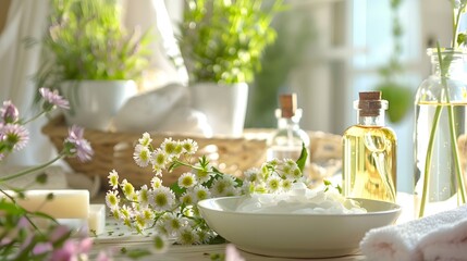 Aromatherapy Treatment: Herbal Spa with Fresh Flowers, Aromatic Oils, and Tranquil Setting
