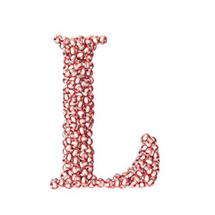 Symbol made of red volleyballs. letter l