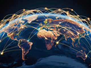 Concepto de globalización, mundo interconectado