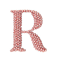 Symbol made of red volleyballs. letter r