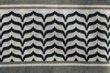 close up of black and white pattern on Keffiyeh, Kaffiyeh, Kuffiyeh, Shemagh scarf  