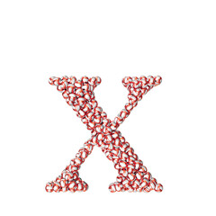 Symbol made of red volleyballs. letter x