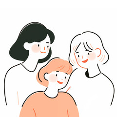 3人の女性、シンプルなイラスト、コミュニケーション、会話