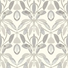 Elegant Neutral Tone Botanical Pattern Wallpaper Design