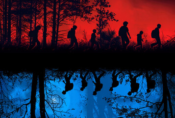 Children in an Alternate Dimension Upside Down Split Image Fantasy Art