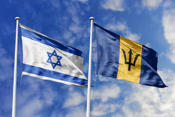 3D illustration, Israel and Barbados alliance and meeting, cooperation of states.