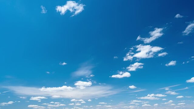 Blue sky and white clouds, time-lapse stock footage video 4k