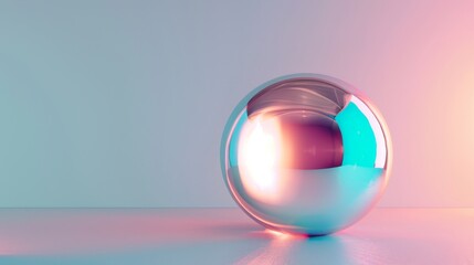 Futuristic Iridescent Sphere on Pastel Background