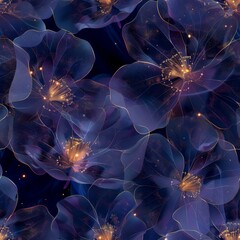 Ethereal Neon Blossoms: Digital Artwork of Glowing Flowers